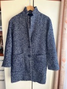 34 XS Zara płaszcz melanż granat wełna