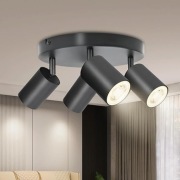 BOYIR Lampa sufitowa LED, Czarna, 4 Reflektory, Obracana 350°, GU10