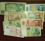 Zestaw banknotów  Czechy, Słowacja, Czechosłowacja, razem 8 szt.