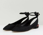 buty Asos Lush glittery serce czarne baletki 39