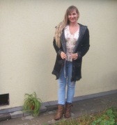 Sweter kardigan czarny długi XL boho włoch kaptur