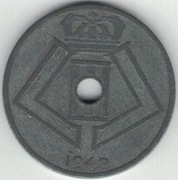 Belgia 25 centymów centimes 1942 Q-E - 26 mm - nr 5