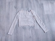 XS/S Beżowy crop top koronkowy H&M 