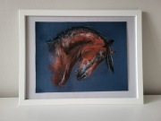 Obraz rysunek pastele koń (30) portret gniadego konia