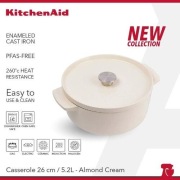 KitchenAid garnek żeliwny Cast Iron 26cm 5,2l Almond Cream 