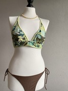 Wiązany top góra od bikini zielony kwiaty River Island