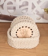 Komplet Jasne Beżowe podkładki (6 sztuk.) i koszyczek. POMYSŁ NA PREZENT