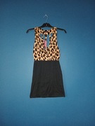 Motel panterkowa sukienka mini z wycięciami S M