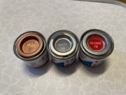 HUMBROL Enamel 64 Light Grey Matt, 019 Bright Red Gloss, 12 Copper Metalic
