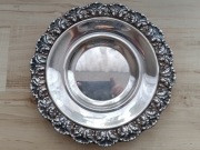 DESEROWY TALERZYK Z KORONKĄ SREBRO PRÓBA 800 ITALIA