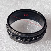 Metalowy czarny łańcuszkowy ring pierścień obrączka