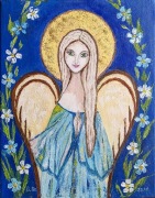 Anioł Niebieski, obraz olejny namalowany na płótnie 30x24 cm