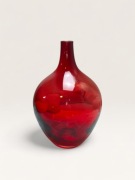 WAZON SZKŁO ARTYSTYCZNE PRL CZERWONY CIENIOWANY PĘKATY VINTAGE STARY DESIGN