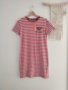 Nowa z metką Superdry sukienka t-shirt biało-czerwona rozm XS/S bawełna
