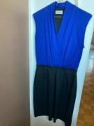 Wełniana sukienka dwukolorowa bez ramiączek czarno-fioletowa Deni Cler