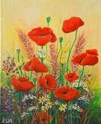 Obraz akrylowy "Maki 3" 23,8 x 29,7 cm Witkowska oryginał