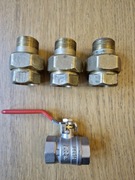 Zawór kulowy DN 20 3/4 cala śrubunek prosty x3 demontaż