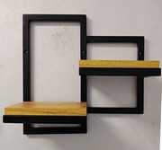 Półka podwójna Wisząca LOFT / Industrial – Mała Czarna,Dąb Craft – OUTLET