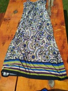 Sukienka na ramiączka długa maxi niebieska zielona we wzór Wallis L 40 