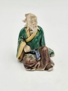 zabytkowa figurka chińska szkliwiona kolekcjonerska shiwan