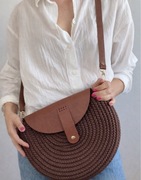 Torebka listonoszka, jodełka na szydełku r. XXL