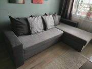 Narożnik kanapa z funkcją spania pojemnik na pościel szara szary 