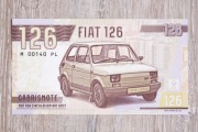 FIAT 126p banknot kolekcjonerski projektu Mateja Gabrisa 2023r UNC seria M