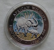 Somalia 2007 Słoń uncja srebra 1 oz Ag 999 kolor