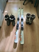 Zestaw narciarski, narty, dwie pary butów narciarskich