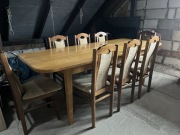 Stół dębowy 230x90 + 8 krzeseł 