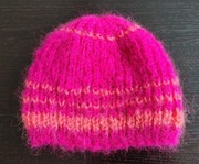 Czapka damska moher i akryl robiona na drutach. Handmade