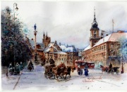Warszawa Plac zamkowy 21 x 30 cm Akwarela 