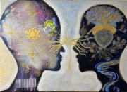 Złota nić porozumienia 70x50cm  obraz ręcznie malowany