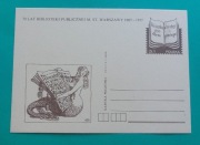 Kartka pocztowa 70 LAT BIBLIOTEKI PUBLICZNEJ M. ST. WARSZAWY 1907-1977