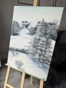 „Zimowa cisza” – obraz akrylowy na płótnie 50x70 cm (2024)