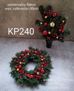 Komplet świąteczny nagrobny zestaw stroik wianek flakon na cmentarz grób 