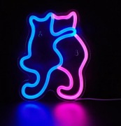NEON Przytulone Kotki lampka LED koty kot dekoracja ścienna ,na prezent 
