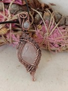 Kwarc Różowy Miedź Wisior Kamienie naturalne Rękodzieło 