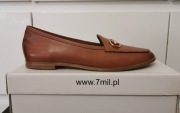 7 mil loafersy mokasyny nowe damskie 39 skóra cielęca jasny brąz