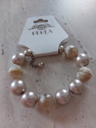 Bransoletka perły kamienie ecru beż beże