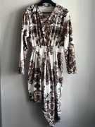 biała sukienka z beżowym gotyckim wzorem made in italy m/l wysyłka dziś