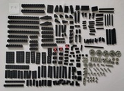 T1 LEGO Technic duży mix (miks) różnych elementów czarnych + osie zębatki