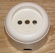 Gniazdo ścienne bakelitowe natynkowe białe KWE N1-5 A-22 oryginał RETRO PRL