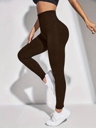 NOWE solidne legginsy push up M/L sport brązowe modelujące