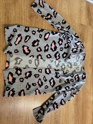 Kardigan sweter dziewczęcy długi sweterek 140/146 panterka cętki