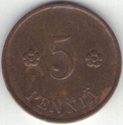 Finlandia 5 pennia 1939 18 mm nr 2