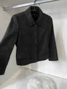 Krótki płaszcz vintage Hugo Boss melange brąz wełna i jedwab