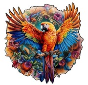 Puzzle drewniane ekologiczne papuga tropikalne układanka łamigłówka