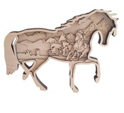 Koń drewniany 3D statuetka