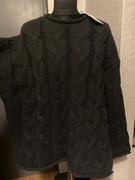 ZARA sweter tunika oversize bawełna duży warkocze wzory